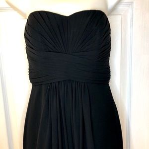 David’s Bridal floor-length chiffon strapless bridesmaid dress, black, size 4